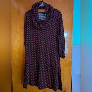 Robert Louis Black and Red Patterned Long Sleeve Dress